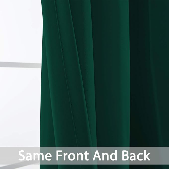 Yakamok Room Darkening Curtains 52x96 inch Length Dark Green-Living Room | 2 - Image 6