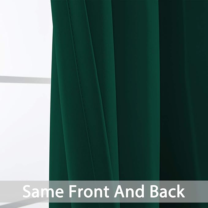 Yakamok Room Darkening Curtains 52x72 inch Length Dark Green-Living Room | 2 - Image 6