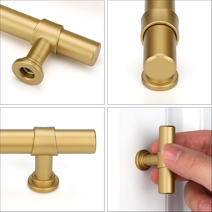 LONTAN 30 Pack Gold Cabinet Knobs Matte Gold Kitchen Cabinet Knobs for Dresser Drawers Brushed Gold T-bar Hardware for Dresser Bathroom