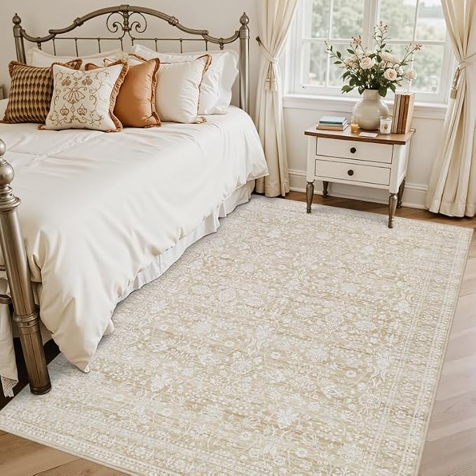 6x9 Area Rugs Living Room: Bedroom Washable Carpet Natural Beige | Large - Image 2