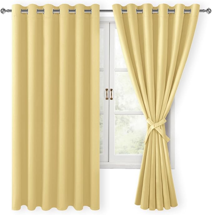Room Darkening Curtains for Bedroom, 70 x 63 Inches, Light Yellow | Thermal - Image 8
