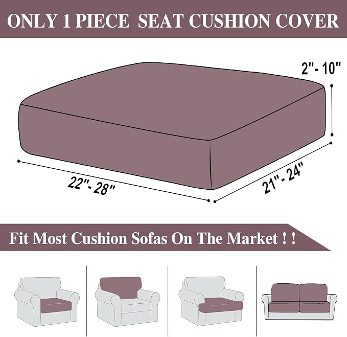 LA MEACK Couch Cushion Cover Seat Cushion Cover Stretch Armchair Cover Separate - Image 6