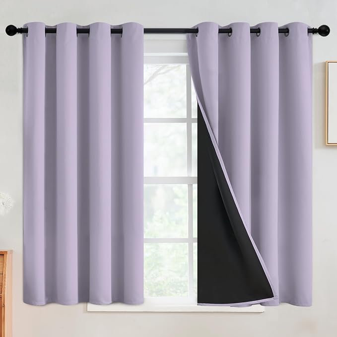 SimpleHome Lilac 100% Blackout Curtains Room Darkening Living Room 45 Inch | by SimpleHome