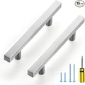 Ravinte Brushed Nickel Cabinet Handles 15 Pack 3-1/2 inchSatin Nickel Square Cabinet Pulls Silver Hardware for Kitchen Cabinets 6 inch Overall Length Stainless Steel Drawer Pulls