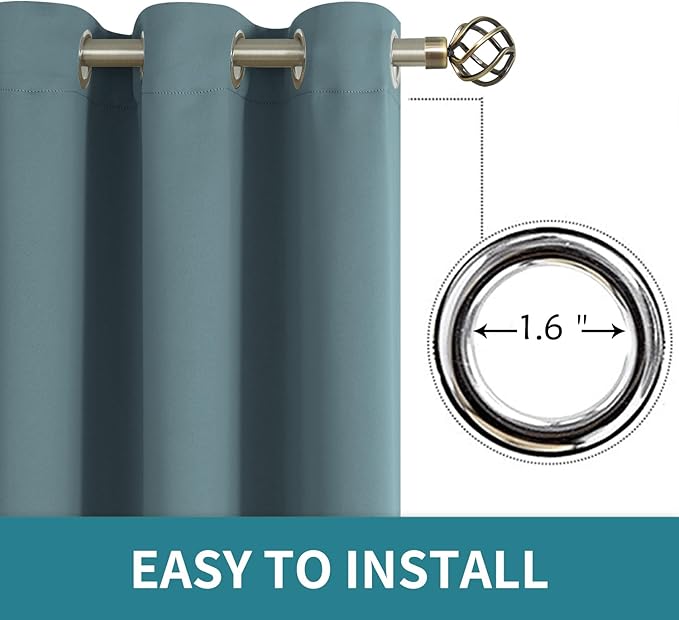 BGment Room Darkening Curtains 95 Inches Long - Grommet Thermal Insulated Drapes Window Treatment Curtains for Bedroom, 2 Panels, 52 x 95 Inch, Stone Blue