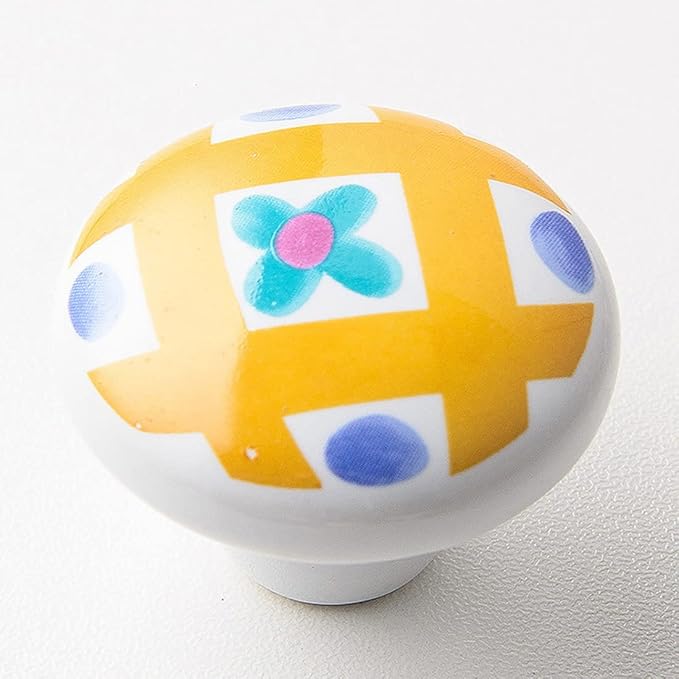 HUAMULAN 15PCS Glossy Ceramic Knobs Button Round Mushroom Cabinet Dresser Vintage Pulls Door Handles Cupboard Wardrobe Drawer, Dia. 1.5 inch 38mm