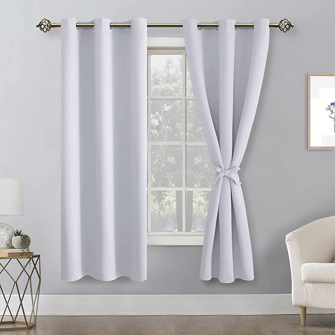 Room Darkening Curtains for Bedroom 2 Panels Greyish White, Energy Saving - Image 8