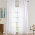 White Sheer Curtains 108 Inches Long 2 Panels Set, Extra Wide Solid Lightweight by OVZME