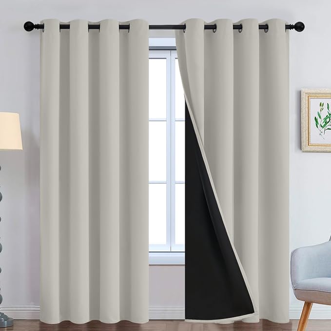 Yakamok Cream Beige 100% Blackout Curtains 96 Inches Long 52" Wide 2 Panels | by Yakamok