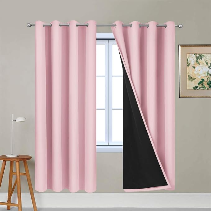 Yakamok Pink 100% Blackout Curtains 72 Inches Long by Yakamok