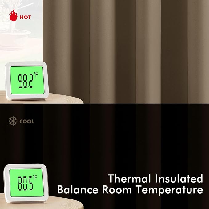 MIULEE Blackout Curtains for Bedroom 2 Panels 40 x 72 Inch Long Khaki | Thermal - Image 3