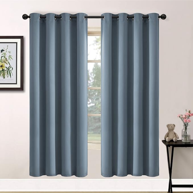 Yakamok Room Darkening Curtains 52x72 inch Length Stone Blue-Living Room | 2 by Yakamok