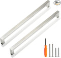 Cabinet Pulls Brushed Nickel Cabinet Handles Square Drawer Pulls, 30 Pack 11-1/3 Inch Stainless Steel Kitchen Door Cupboard Handles, Cabinet Hardware Drawer Handles, 288mm Hole Centers