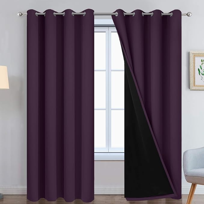 Yakamok Purple 100% Blackout Curtains 84 Inches Long by Yakamok