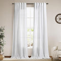Linen White Curtains 120 Inches Long 2 Panels Set Back Tab Rod Pocket Semi by Nanspring