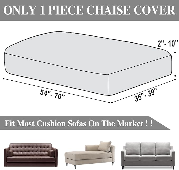 LA MEACK Couch Cushion Cover Chaise Lounge Cover Washable Separate Seat Chaise - Image 6