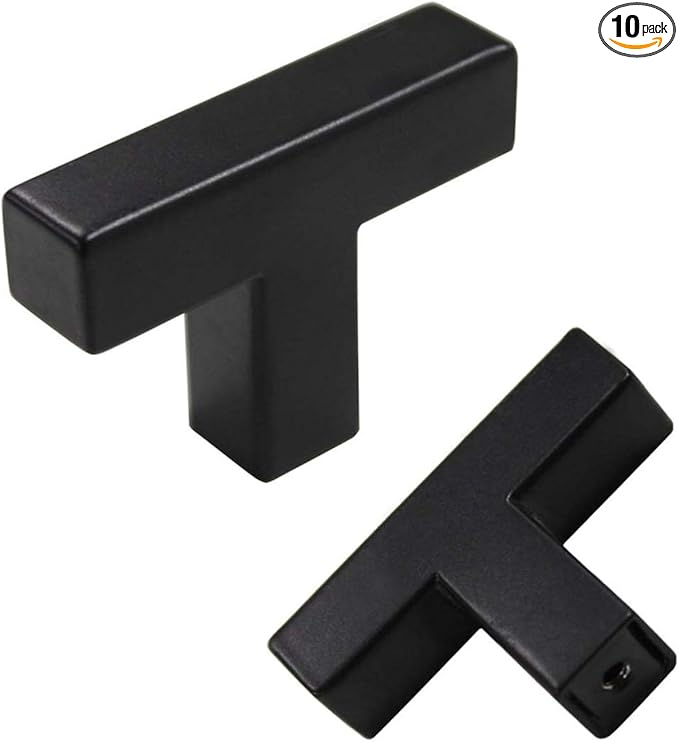 goldenwarm 10 Pack Single Hole Black Cabinet Knobs Kitchen Cabinet Handles Stainless Steel Cabinet Hardware Black Knobs Handles Pulls for Bathroom Cabinets and Cupboard, 2in(50mm) Overall Length