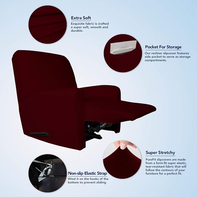 PureFit Stretc Recliner Chair Covers Fleece Soft Couch Covers - Image 3