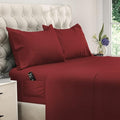 DREAMCARE Queen Sheet Set – 4 pcs Cooling Sheets – up to 21” Extra Deep Pocket Queen Sheets – Hotel Luxury Sheets & Pillowcases – Superior Softness 100% Fine Microfiber with Side Pocket – Burgundy