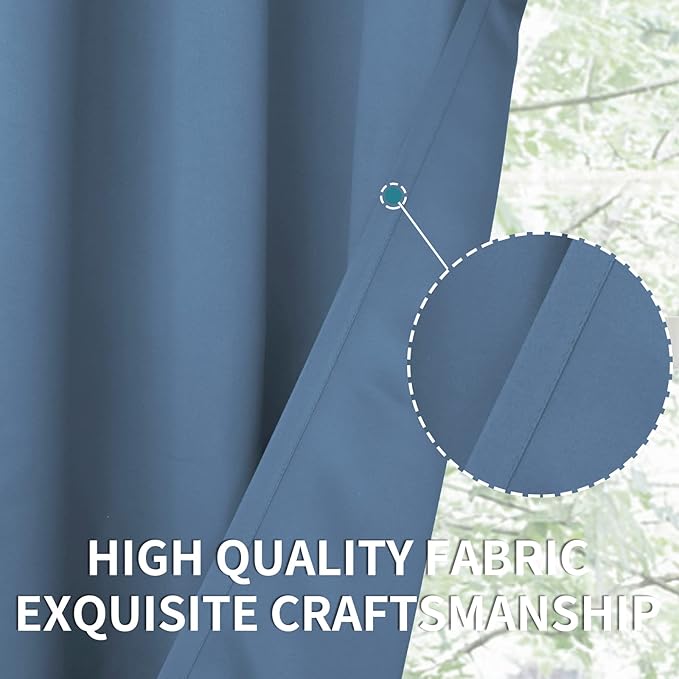 BGment Blackout Curtains - Grommet Thermal Insulated Room Darkening Bedroom and Living Room Curtains, Set of 2 Panels (70 x 63 Inch, Denim)