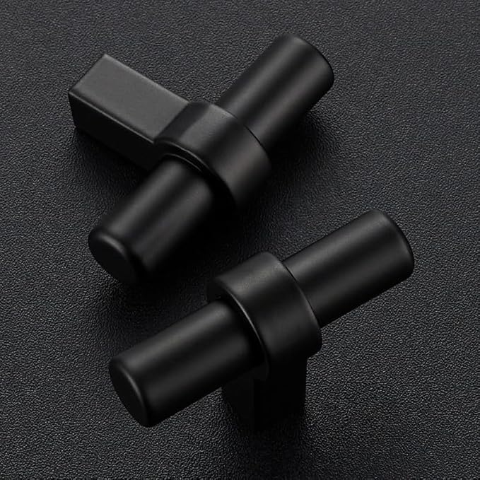 25 Pack Matte Black Cabinet Knobs - Kitchen Cabinet Knobs Black Cabinet Pulls for Kitchen Cabinet Drawer Stainless Steel Dresser Knobs for Cabinet Hardware 2in Length Single Hole T Bar Knbs