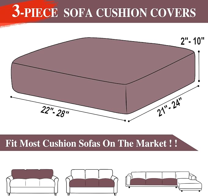 LA MEACK Couch Cushion Covers Seat Cushion Cover Stretch Couch Cover Separate - Image 6
