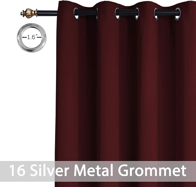 Yakamok Burgundy Red Room Darkening Curtains 84 inch Sliding Door Drapes | 1 - Image 5