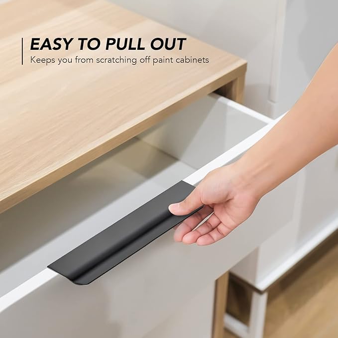 Ravinte Hardware 8 Pack Black Cabinet Handles, 5.9 Inch (150mm) Finger Edge Pulls, 5 Inch Hole Center, Finger Pulls for Cabinets