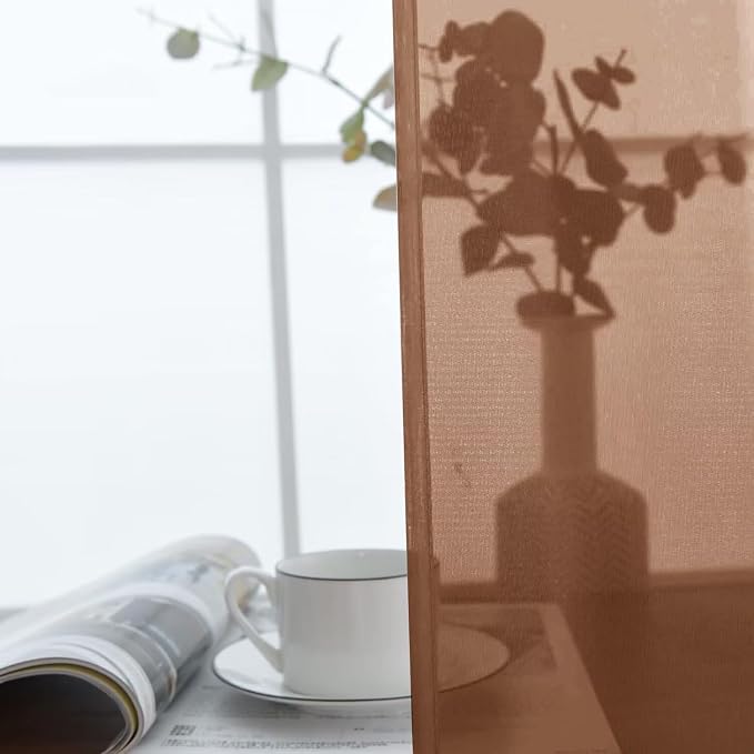 SpaceDresser Basic Rod Pocket Sheer Voile Window Curtain Panels Brown 1 Pair 2 - Image 8