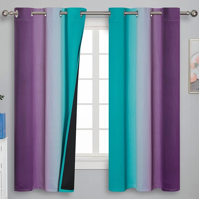 Ombre Teal and Purple Blackout Curtains by ESTELARTEXTILER