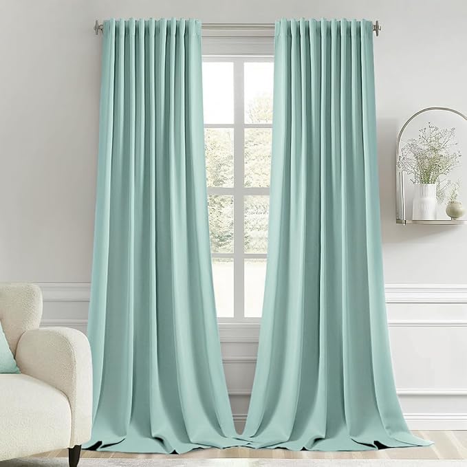 MIULEE Aqua Back Tab Blackout Curtains 52x120 Inch Long 2 Panels Set | Rod by MIULEE