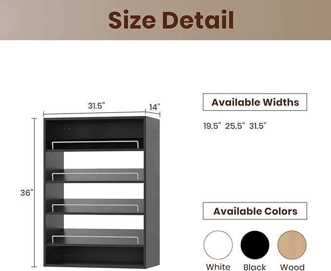 ROOMTEC 31.5" Shoe Shelf Short Tower Closet Unit, Modular Closet System with Shelf, Wardrobe Organizer for Bedroom or Walk-in Closet, Wall Mounted, Customizable Clothes Storage Unit, Black