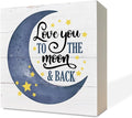 Inspirational Wooden Nursery Decor - Star Moon Signs for Kids Room & Family Love - 'Love You to the Moon and Back'