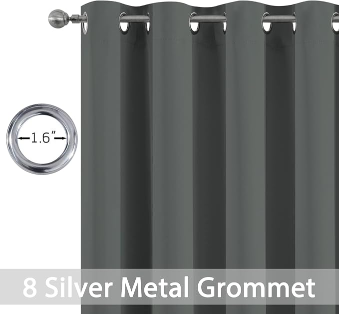 Yakamok Dark Grey Room Darkening Window Curtains 52x36 Inch - Image 2