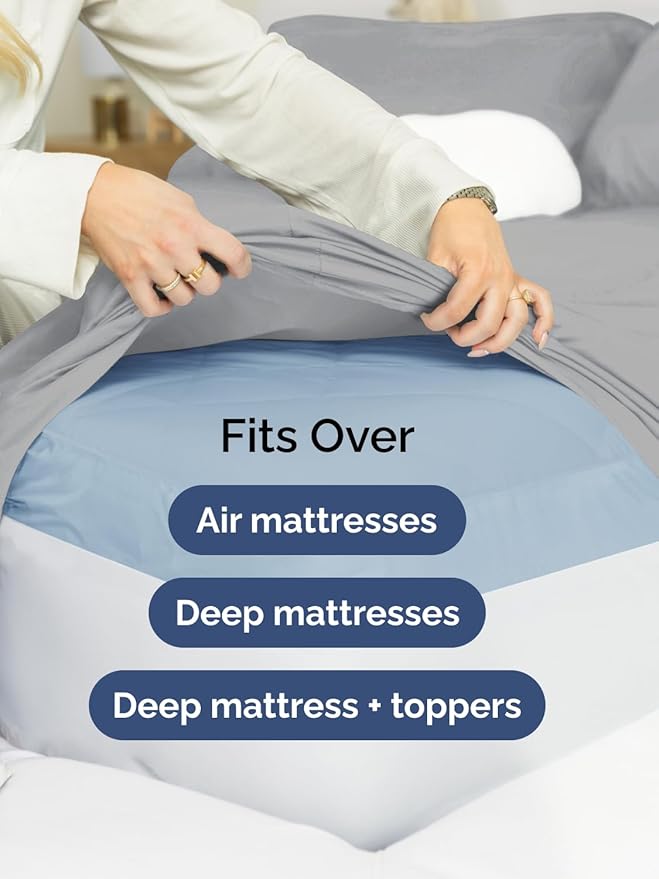 Extra Deep Full Sheet Set - 6 Piece Breathable & Cooling Sheets - Hotel Luxury Bed Sheets Set - Easy & Secure Fit - Soft, Wrinkle Free & Comfy Sheets Set - Steel Blue Sheet Set with Extra Deep Pockets