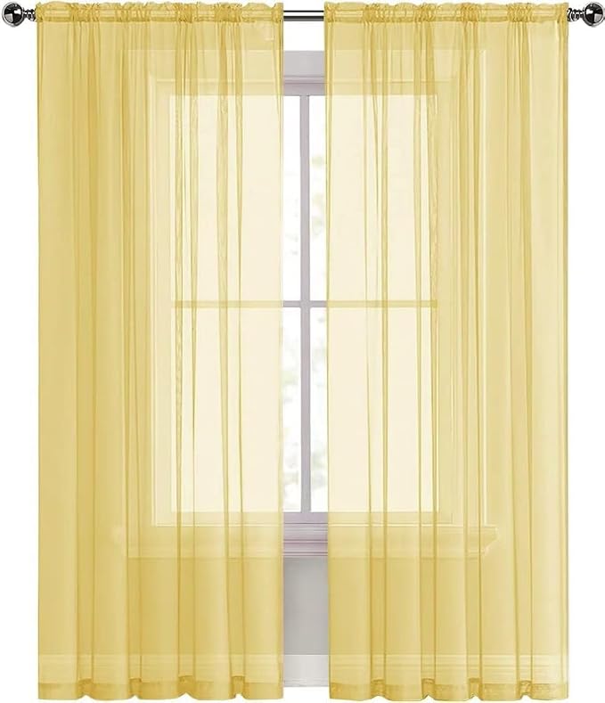 SpaceDresser Sheer Voile Window Treatment Rod Pocket Curtain Panels - Image 6