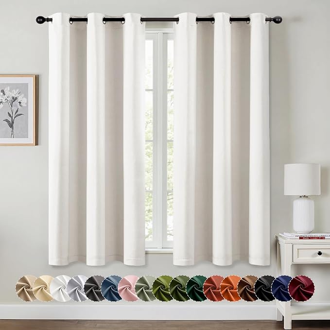 MIULEE Blackout Curtains for Bedroom 2 Panels 34 x 54 Inch Long Ivory | Thermal by MIULEE