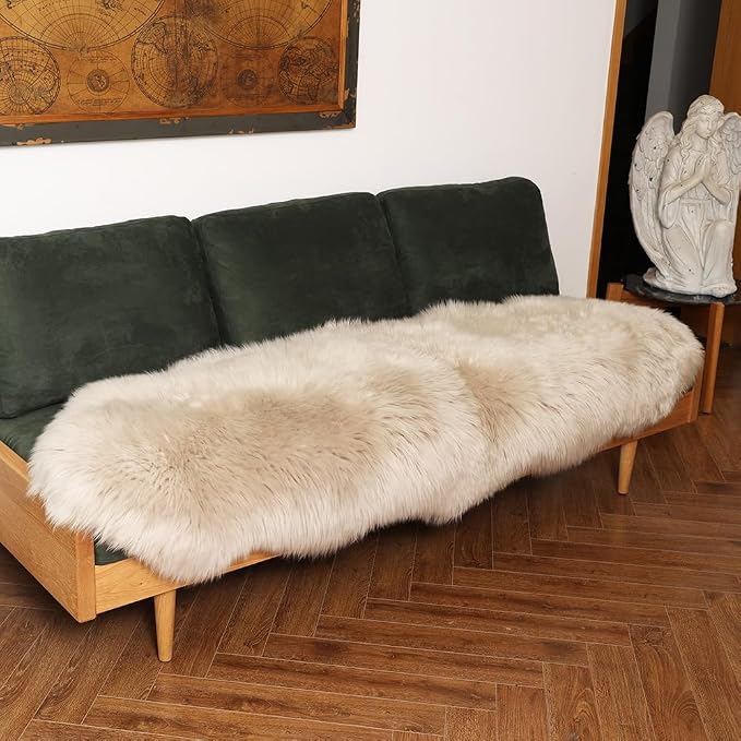 LLB Genuine Sheepskin Area Rug Wool Rug Fur Carpet Fluffy Shaggy Fur Rug - Image 2