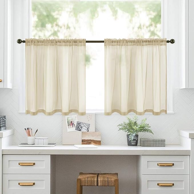 MIULEE Short Sheer Curtains 30 Inch Length 2 Panels, 29 x 30 Inches, Tier - Image 7
