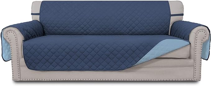 Easy-Going Reversible Couch Cover, 3 Cushion Sofa, Dark Blue/Light Blue | Large by Easy-Going