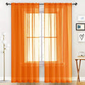 SpaceDresser Basic Rod Pocket Sheer Voile Window Curtain Panels Orange 2 Panels by SpaceDresser