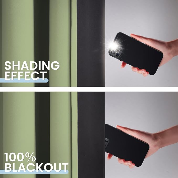 SimpleHome Sage 100% Blackout Curtains Room Darkening Living Room 36 Inch | - Image 4