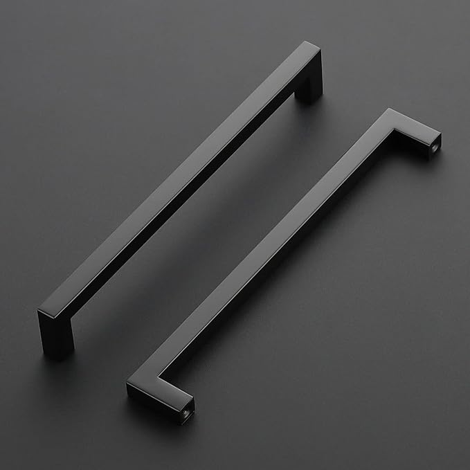 Ravinte 25 Pack Black Cabinet Pulls 8-4/5 Inch Square Kitchen Cabinet Handles Matte Black Kitchen Hardware for Drawer Pulls Drawer Handles Come with Screwdriver