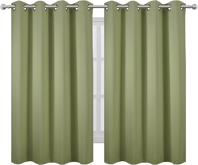 Blackout Curtains 66 x 54 Inch Long Sage Green Curtains Set of 2 Panels Room - Image 2