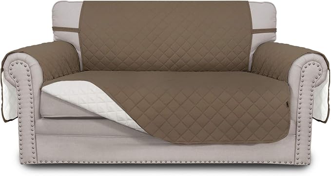 Easy-Going Reversible Couch Cover, 2 Cushion Sofa, Camel/Ivory | Machine by Easy-Going