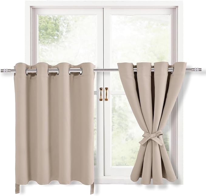 RV Blackout Curtains for Bedroom 52 x 30 Inches Long Camel 2 Panels | Thermal by Hiasan