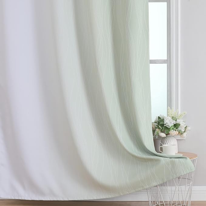 Sage Green and Greyish White Ombre Blackout Curtains - Image 6