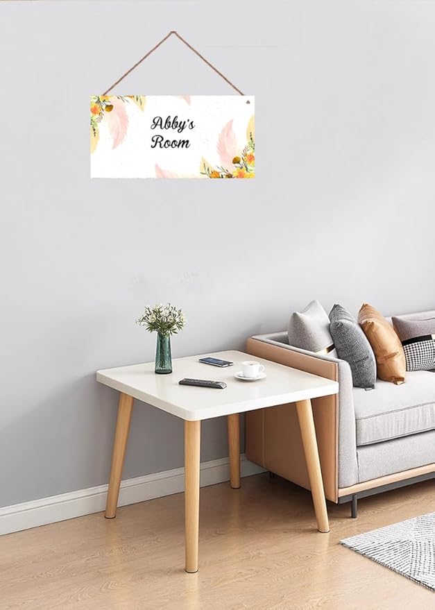 Personalized Signs Watercolor Painting Sign For Kids Room Custom Name Door Flowers Wall Art Decor for Little Man Cave Floral Nursery Art Plate For Boys Room Girls Bedroom