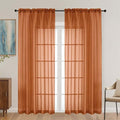 Orange Sheer Curtains 84 Inches Long 2 Panels Set, Light Filtering Sheer by OVZME