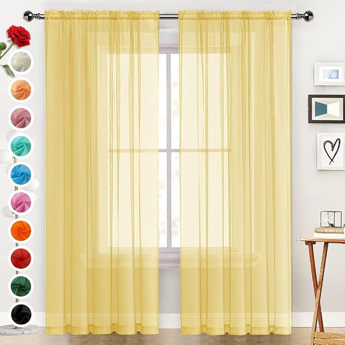 SpaceDresser Sheer Voile Window Treatment Rod Pocket Curtain Panels by SpaceDresser